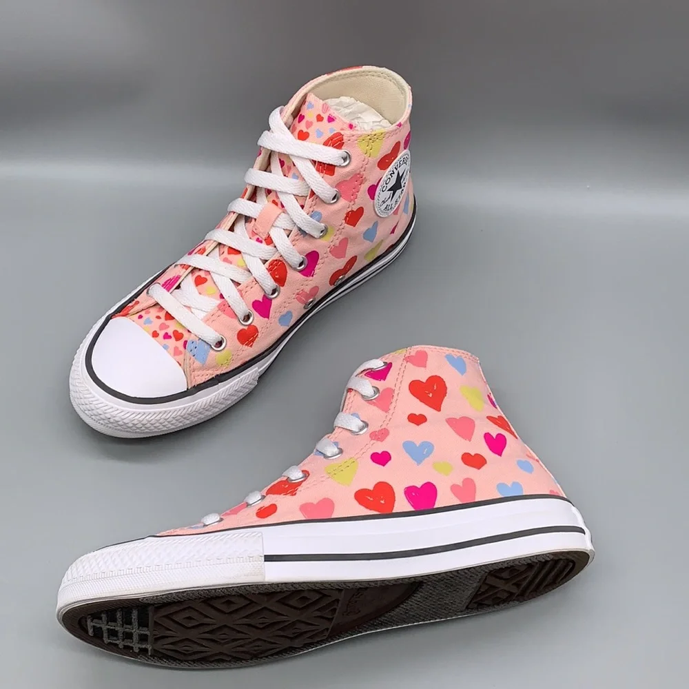 Converse Kids Sneakers - Pink with Multicolor Hearts - Picture 11 of 14